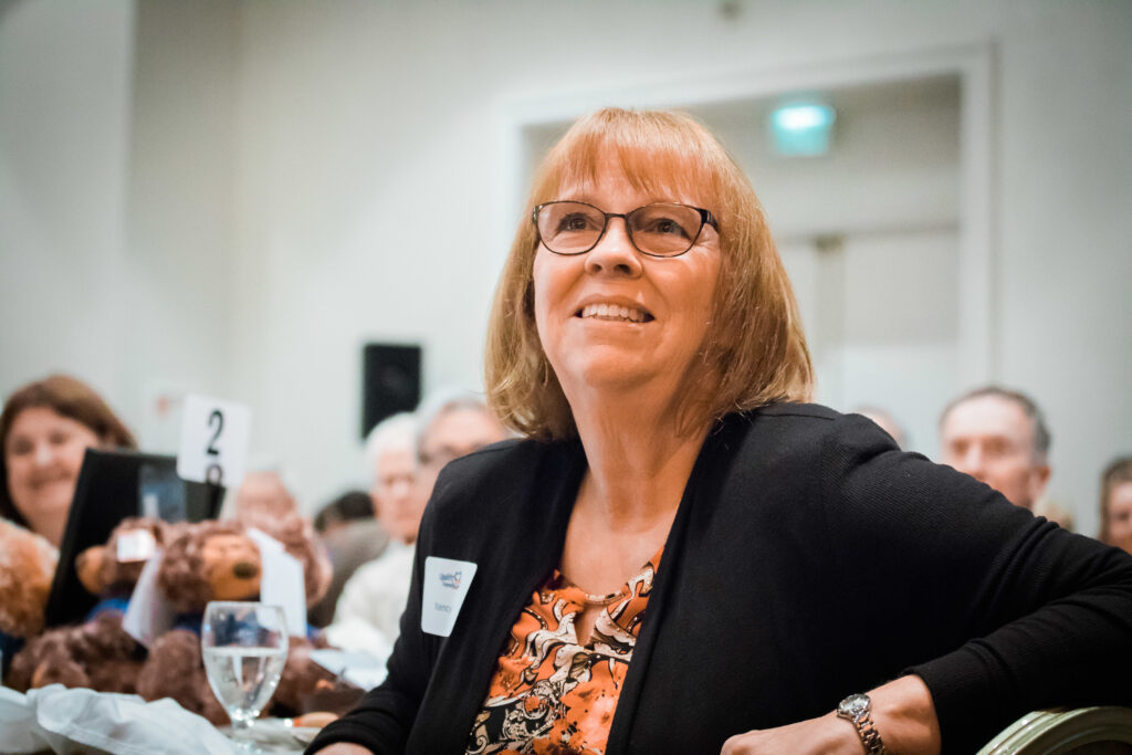 a woman wearing glasses