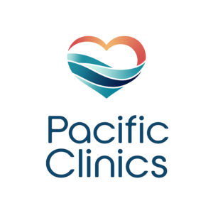 Pacific Clinics logo with heart stacked over name