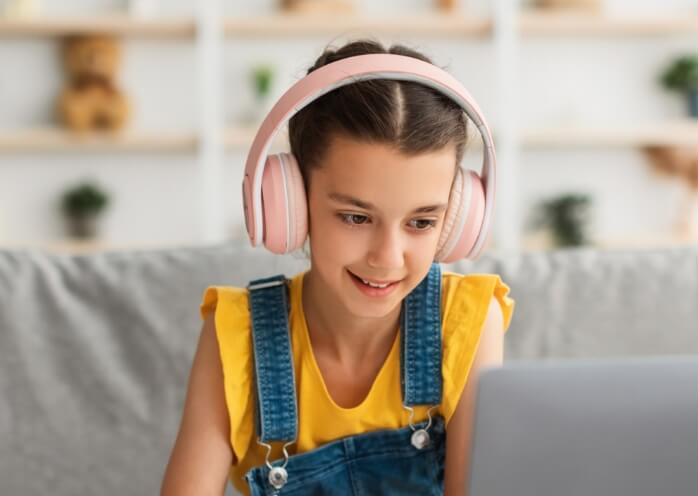 Children listening music