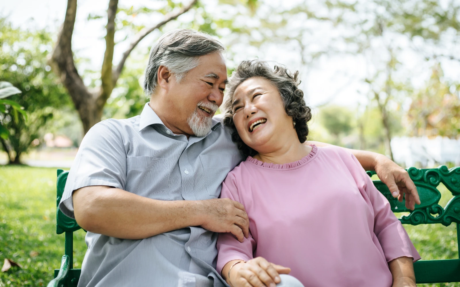 asian couple in the park