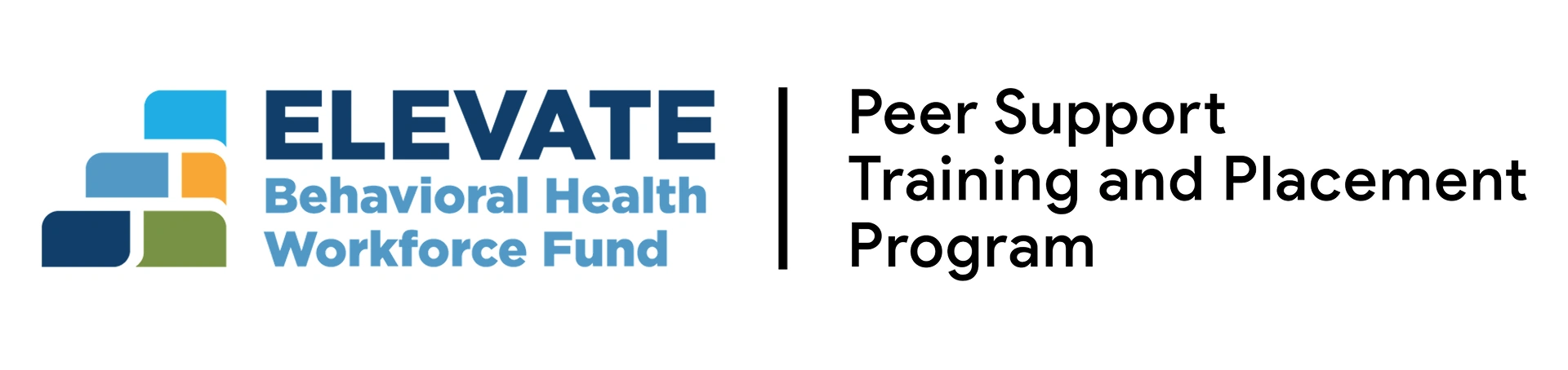 Logo for “ELEVATE Behavioral Health Workforce Fund – Peer Support Training and Placement Program.”